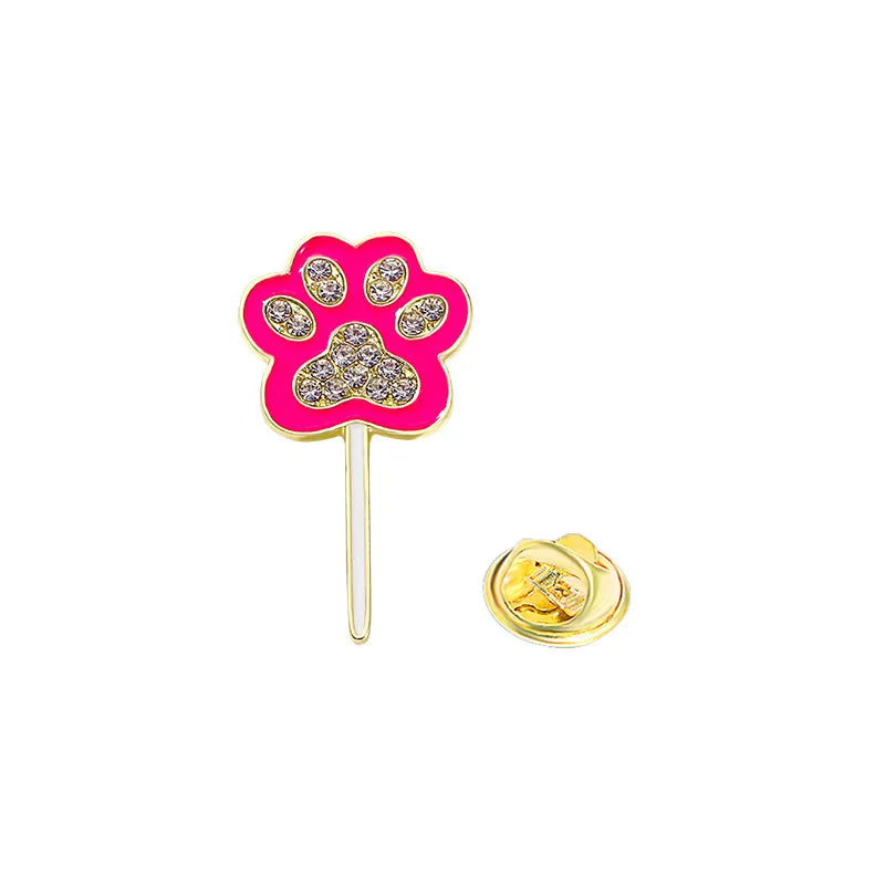 Cute Sweet Paw Print Heart Shape Candy Alloy Stoving Varnish Plating Inlay Rhinestones Women'S Corsage Brooches Collar Pin