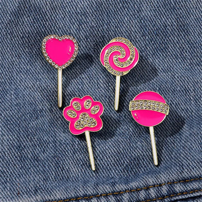 Cute Sweet Paw Print Heart Shape Candy Alloy Stoving Varnish Plating Inlay Rhinestones Women'S Corsage Brooches Collar Pin