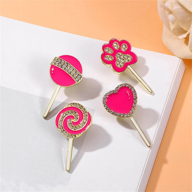 Cute Sweet Paw Print Heart Shape Candy Alloy Stoving Varnish Plating Inlay Rhinestones Women'S Corsage Brooches Collar Pin