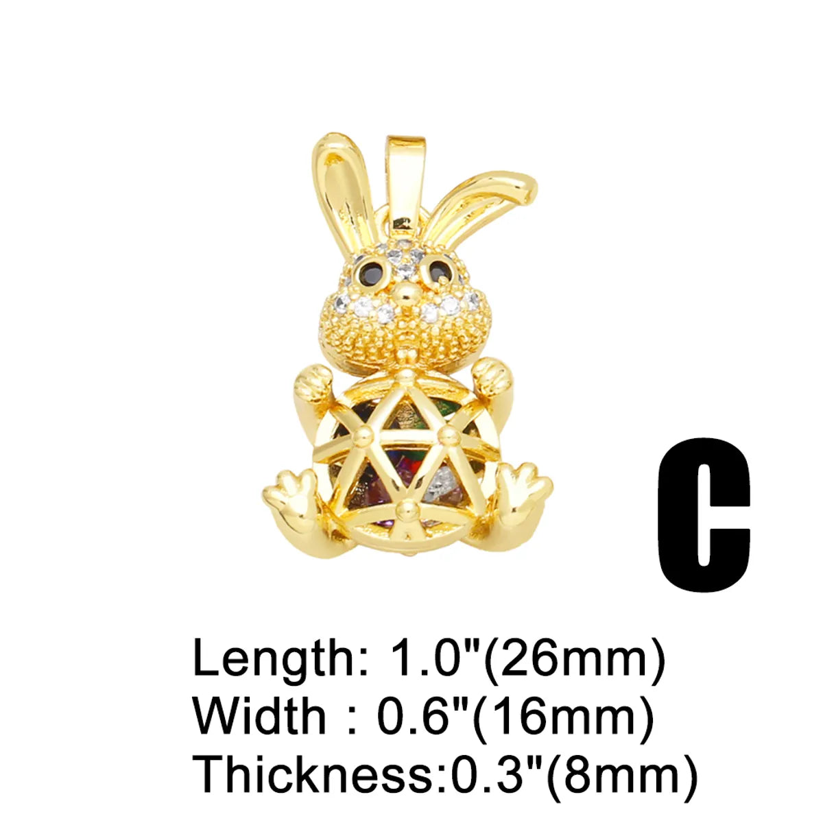 Cute Sweet Rabbit Hippocampus Bear 18k Gold Plated Zircon Copper Wholesale Pendants Jewelry Accessories