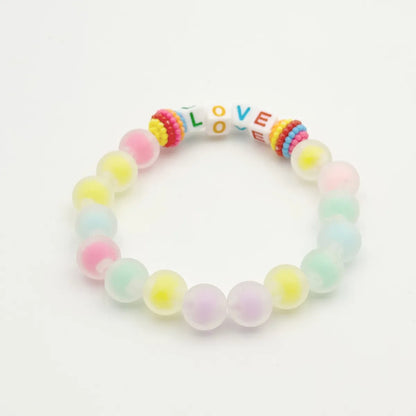 Cute Sweet Rainbow Heart Shape Flower Beaded Arylic Wholesale Bracelets