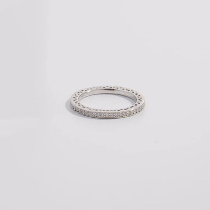 Cute Sweet Round Heart Shape Sterling Silver Plating Hollow Out Inlay Zircon White Gold Plated Rhodium Plated Rings