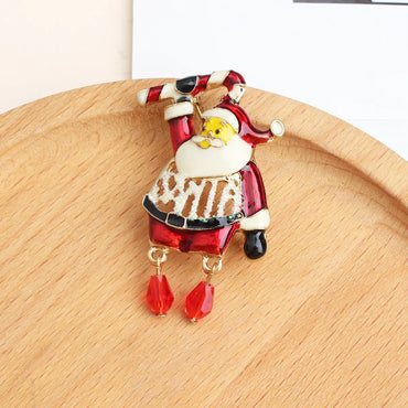 Cute Sweet Santa Claus Alloy Enamel Unisex Brooches