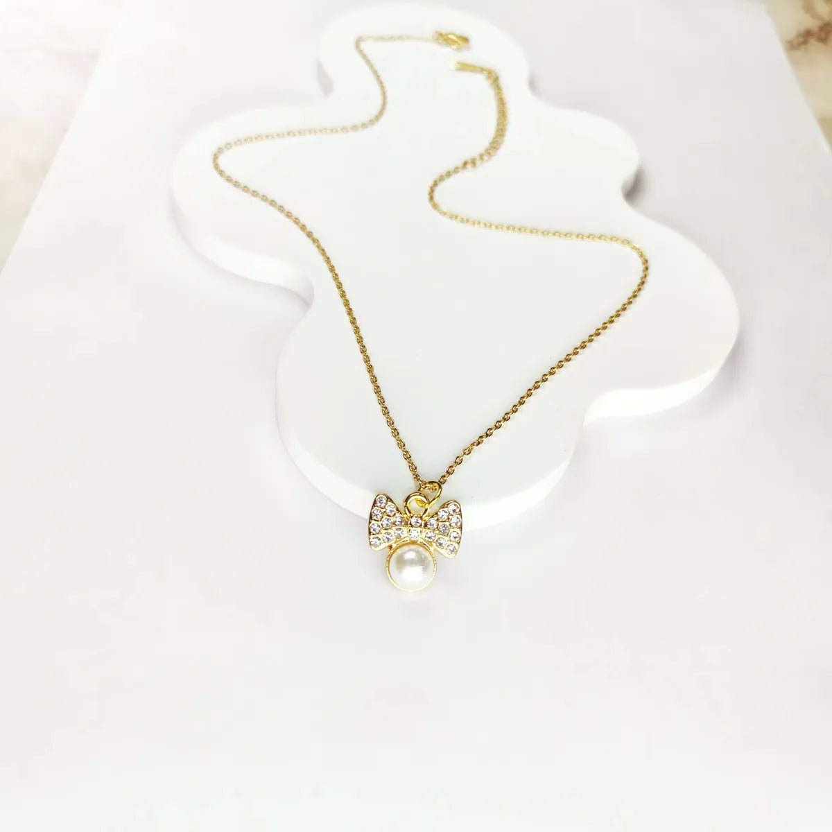 Cute Sweet Shiny Bow Knot Alloy Inlay Pearl Zircon Women's Jewelry Set