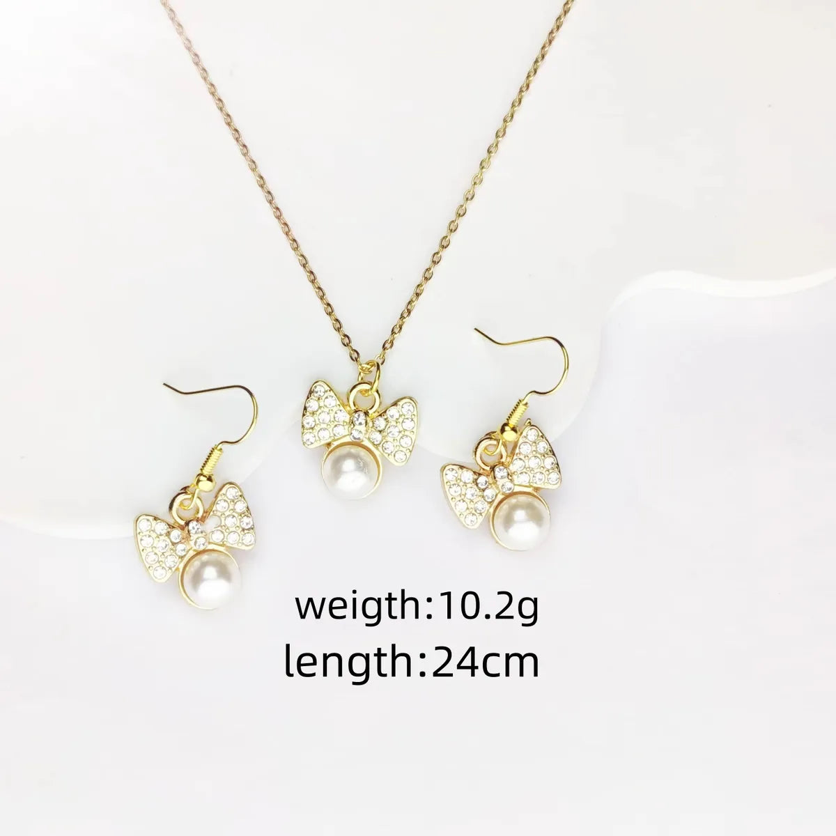 Cute Sweet Shiny Bow Knot Alloy Inlay Pearl Zircon Women's Jewelry Set