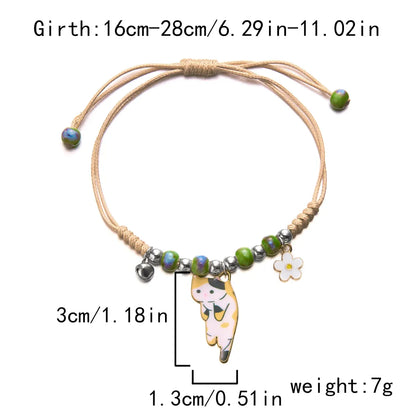 Cute Sweet Simple Style Cat Alloy Braided Rope Wholesale Drawstring Bracelets