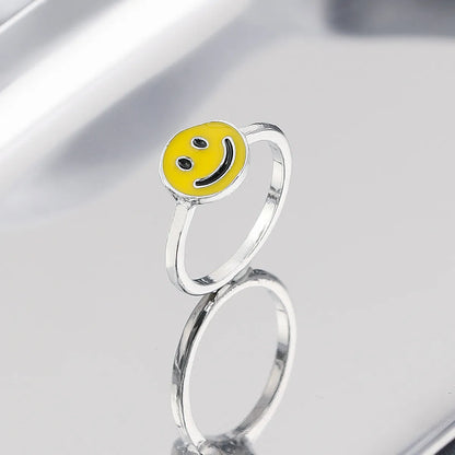 Cute Sweet Simple Style Smiley Face Alloy Enamel Plating Alloy Women's Rings