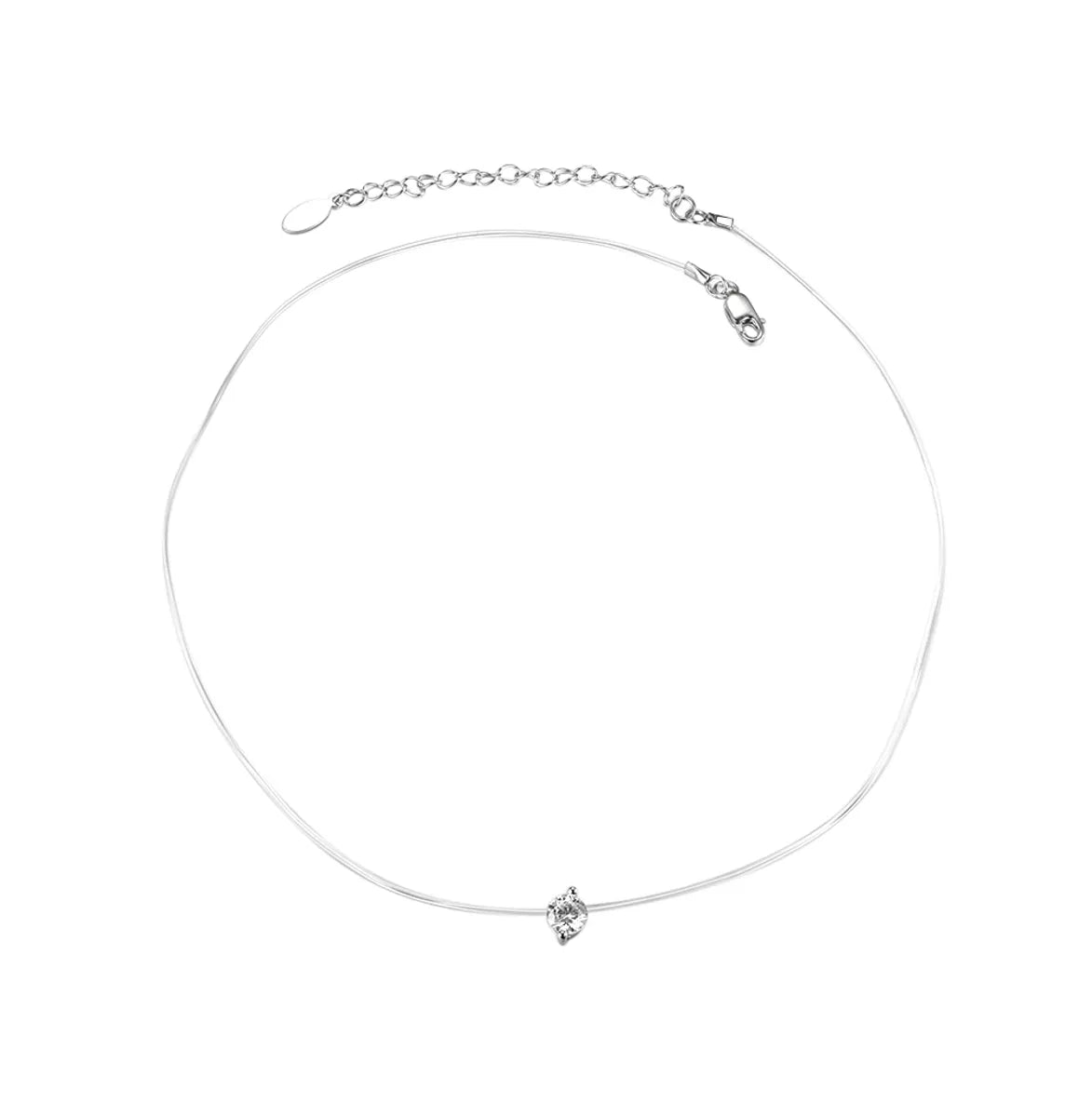 Cute Sweet Simple Style Solid Color Sterling Silver Plating Inlay Zircon White Gold Plated Choker