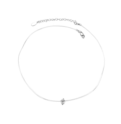 Cute Sweet Simple Style Solid Color Sterling Silver Plating Inlay Zircon White Gold Plated Choker