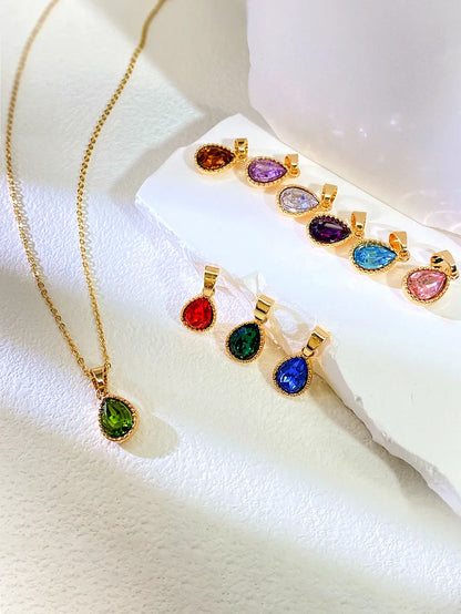 Cute Sweet Simple Style Water Droplets Alloy Plating Inlay Artificial Rhinestones Women's Pendant Necklace