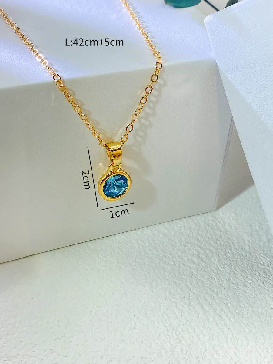 Cute Sweet Simple Style Water Droplets Alloy Plating Inlay Artificial Rhinestones Women's Pendant Necklace