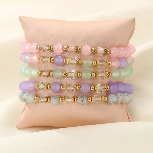 Cute Sweet Solid Color Glass Wholesale Bracelets