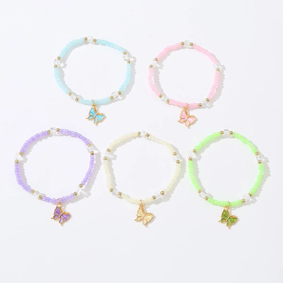 Cute Sweet Solid Color Plastic Beaded Women's Bracelets