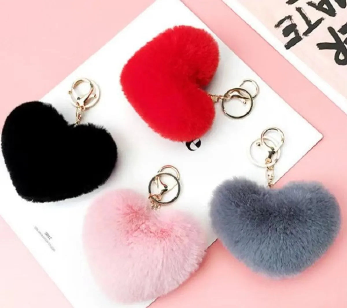 Cute Sweet Solid Color Plush Knitting Keychain