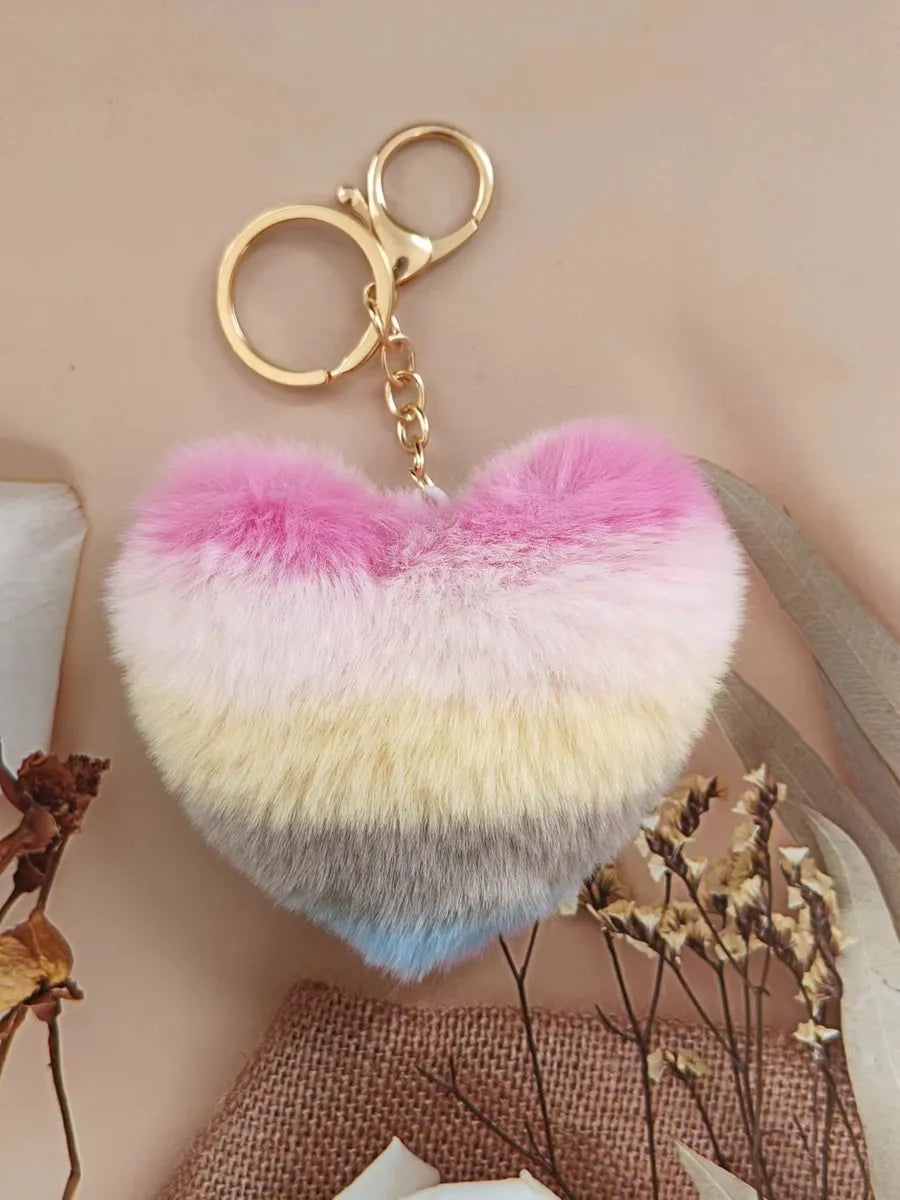 Cute Sweet Solid Color Plush Knitting Keychain