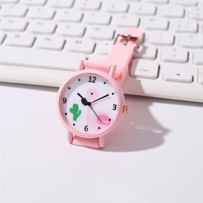 Cute Sweet Star Flamingo Heart Shape Buckle Quartz Kids Watches