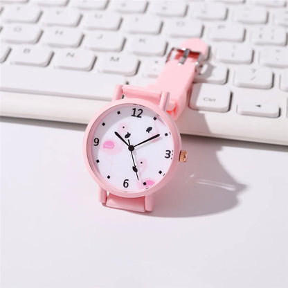 Cute Sweet Star Flamingo Heart Shape Buckle Quartz Kids Watches