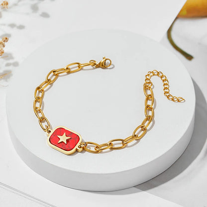 Cute Sweet Star Rectangle Stainless Steel Plating 18k Gold Plated Bracelets