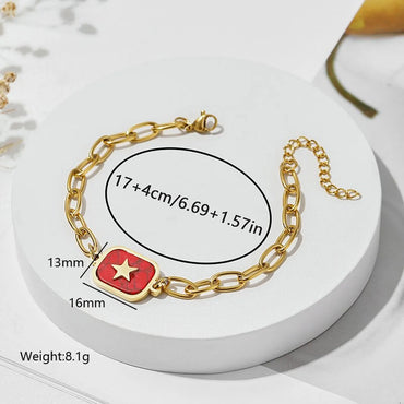 Cute Sweet Star Rectangle Stainless Steel Plating 18k Gold Plated Bracelets