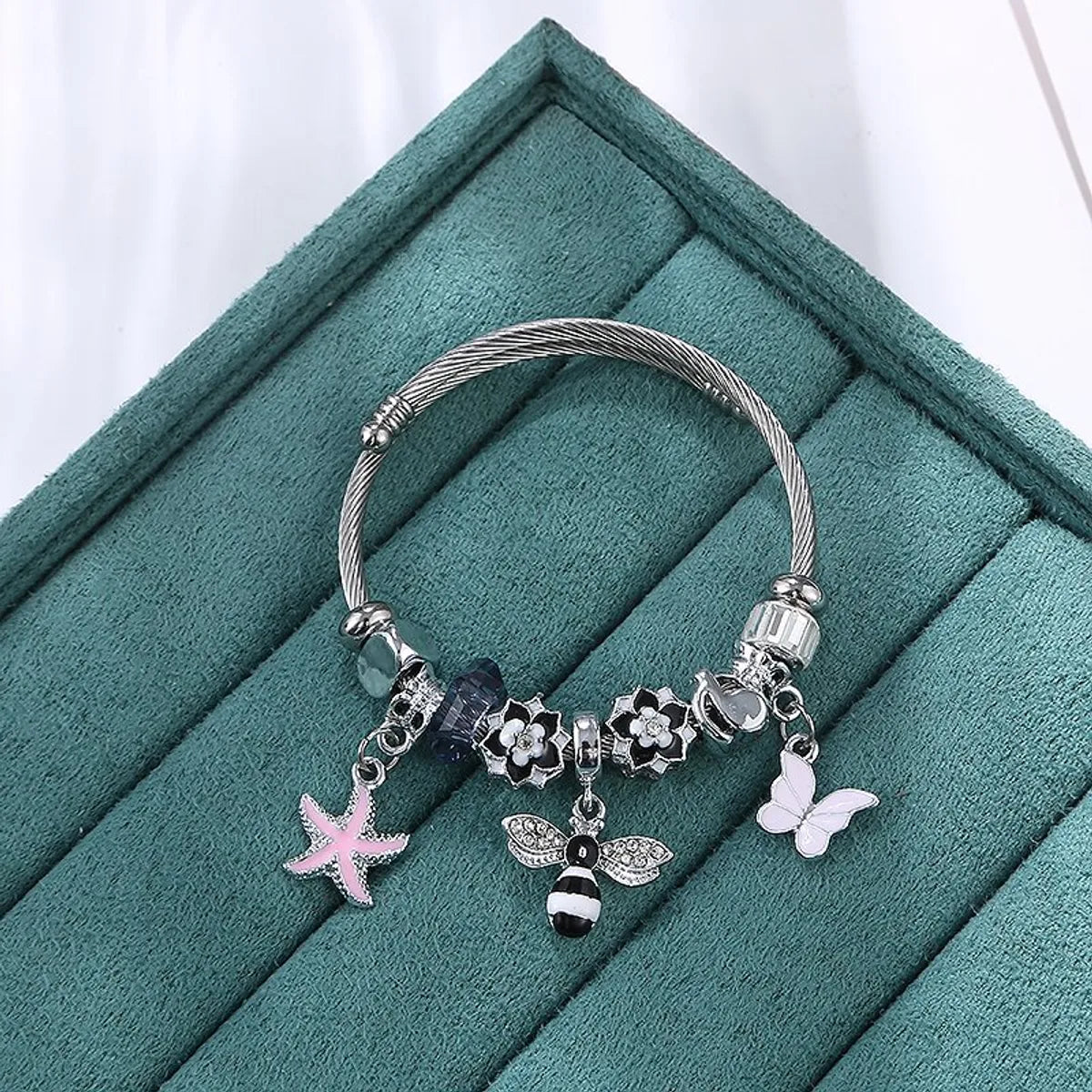 Cute Sweet Starfish Bee Bow Knot Stainless Steel Plating Bangle