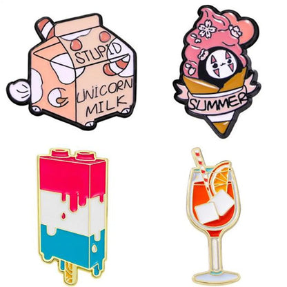 Cute Sweet Streetwear Ice Cream Animal Flower Alloy Stamping Stoving Varnish Plating Unisex Brooches