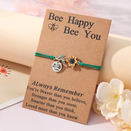 Cute Sweet Sunflower Bee 304 Stainless Steel CCB Alloy Enamel Carving Mother'S Day Women'S Drawstring Bracelets