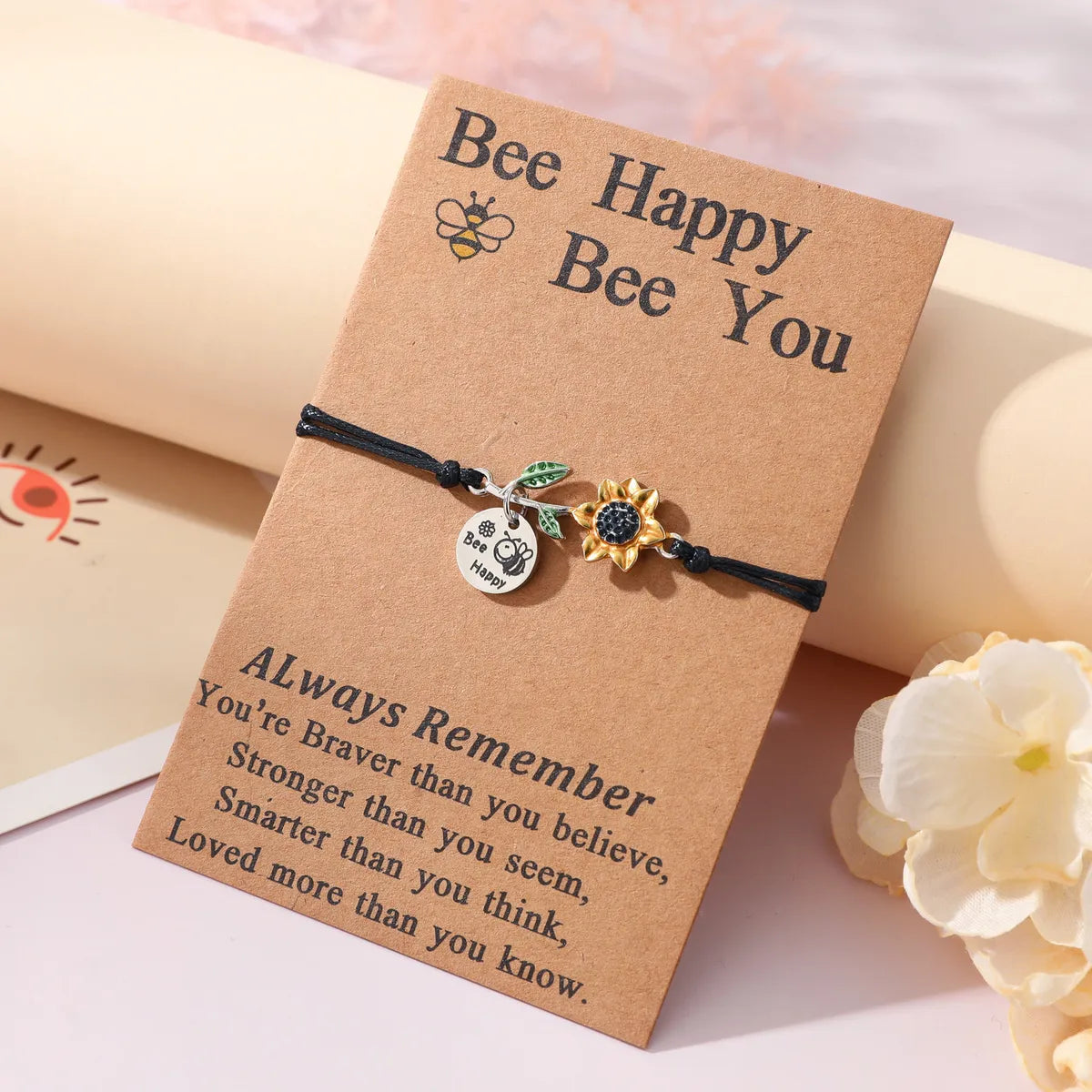 Cute Sweet Sunflower Bee 304 Stainless Steel CCB Alloy Enamel Carving Mother'S Day Women'S Drawstring Bracelets