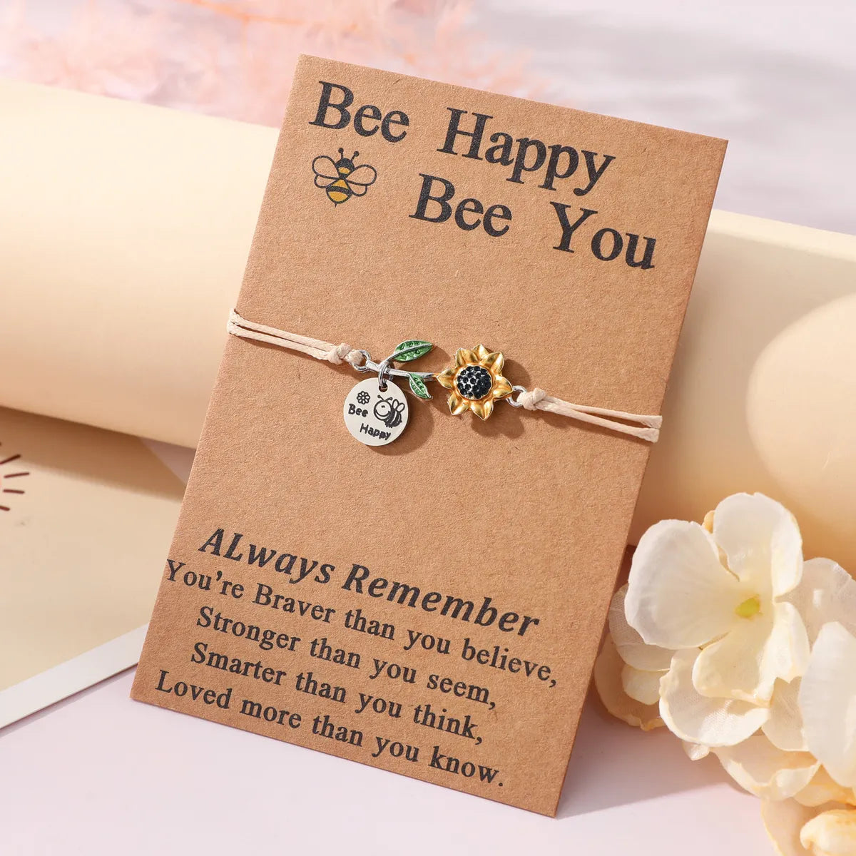 Cute Sweet Sunflower Bee 304 Stainless Steel CCB Alloy Enamel Carving Mother'S Day Women'S Drawstring Bracelets