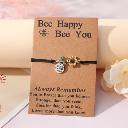 Cute Sweet Sunflower Bee 304 Stainless Steel CCB Alloy Enamel Carving Mother'S Day Women'S Drawstring Bracelets