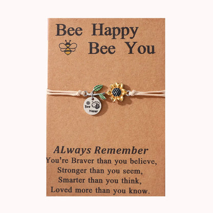 Cute Sweet Sunflower Bee 304 Stainless Steel CCB Alloy Enamel Carving Mother'S Day Women'S Drawstring Bracelets