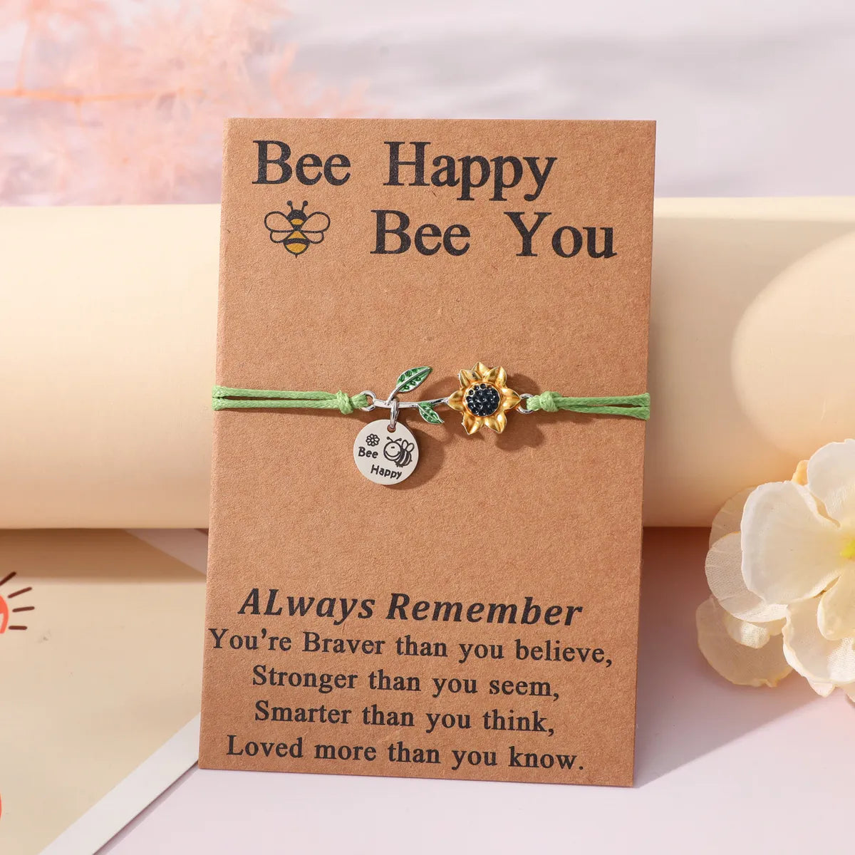 Cute Sweet Sunflower Bee 304 Stainless Steel CCB Alloy Enamel Carving Mother'S Day Women'S Drawstring Bracelets