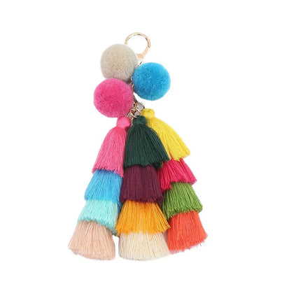 Cute Sweet Tassel Ball Alloy Cotton Bag Pendant Keychain