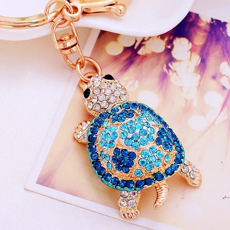 Cute Tortoise Alloy Inlay Rhinestones Women'S Bag Pendant Keychain