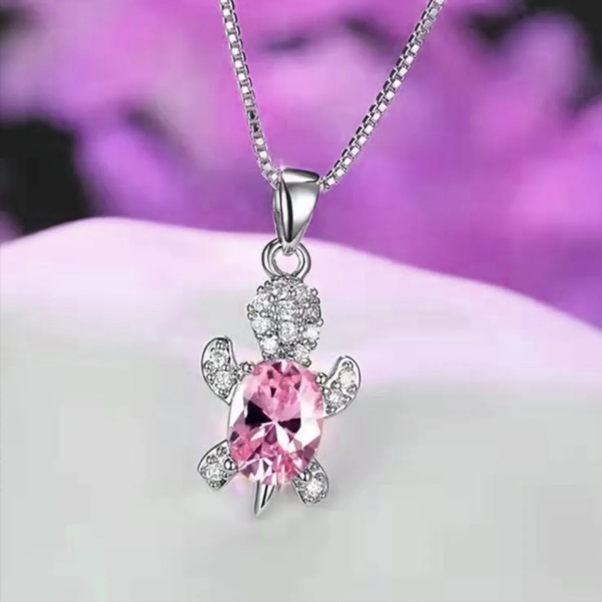 Cute Tortoise Alloy Plating Inlay Rhinestones Women's Pendant Necklace 1 Piece