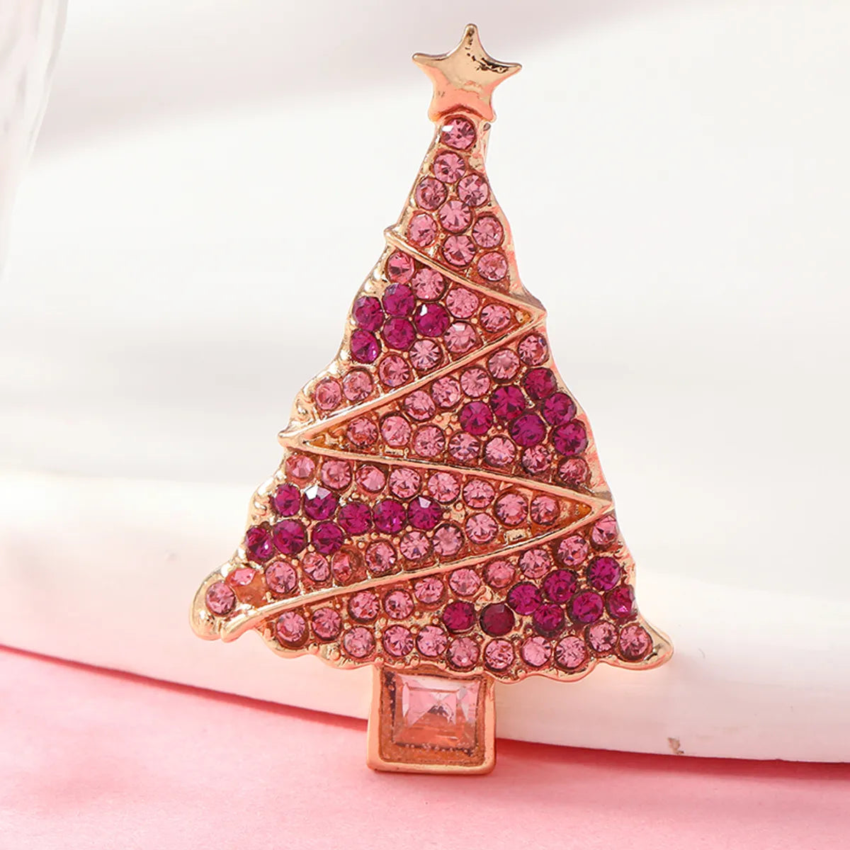 Cute Tree Alloy Plating Inlay Rhinestones Gold Plated Christmas Unisex Rings