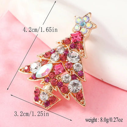 Cute Tree Alloy Plating Inlay Rhinestones Gold Plated Christmas Unisex Rings