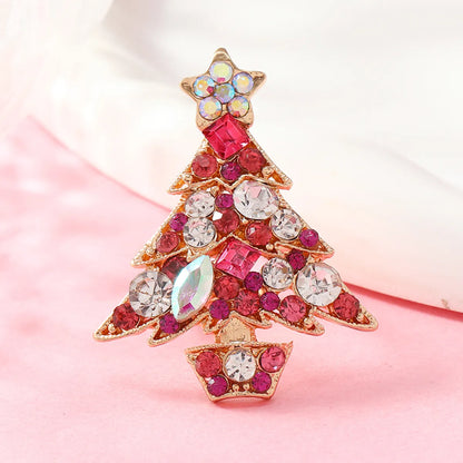 Cute Tree Alloy Plating Inlay Rhinestones Gold Plated Christmas Unisex Rings