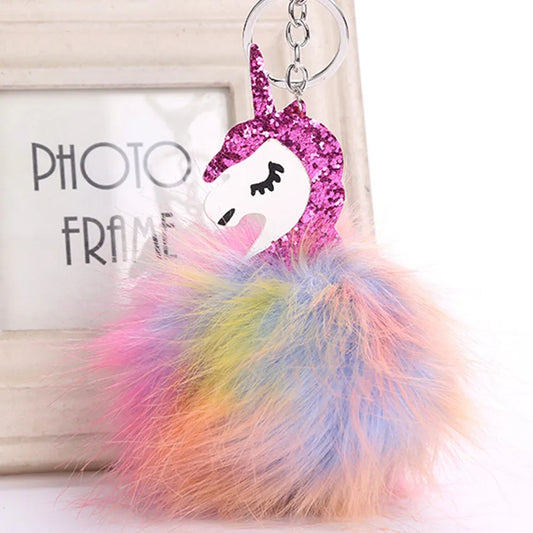 Cute  Imitation Fox Fur Unisex Keychain