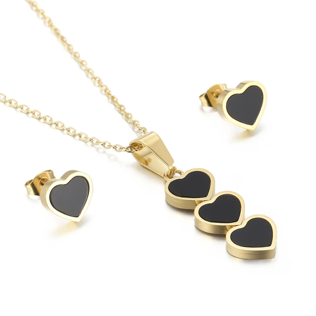 Cute Vacation Heart Shape Titanium Steel Jewelry Set