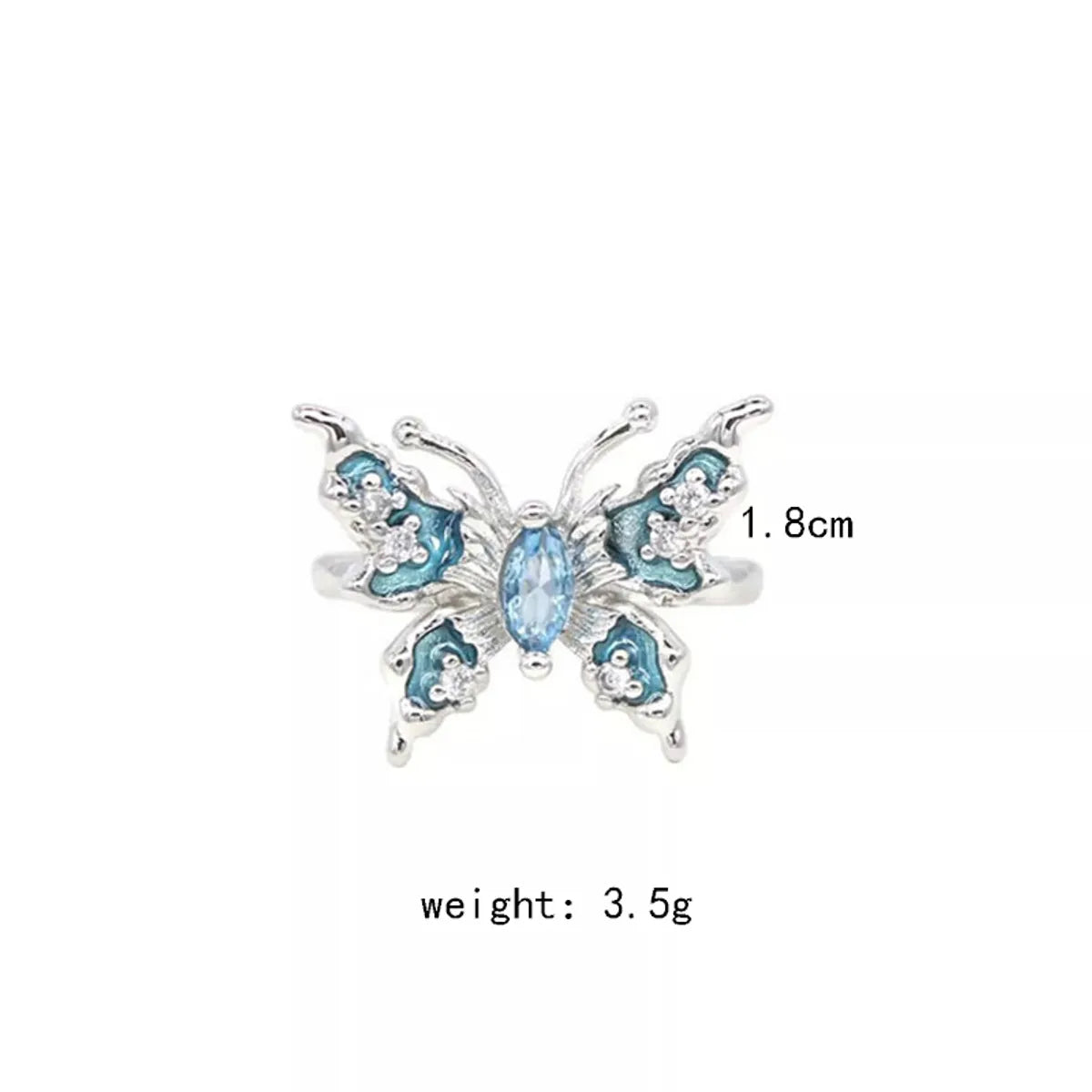 Cute Vintage Style Simple Style Butterfly Alloy Inlay Rhinestones Women'S Rings