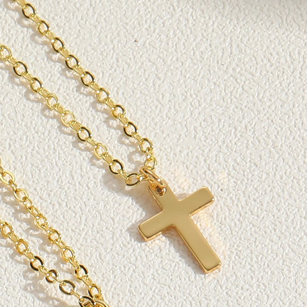 Cute Vintage Style Simple Style Cross Brass 14k Gold Plated White Gold Plated Zircon Pendant Necklace In Bulk