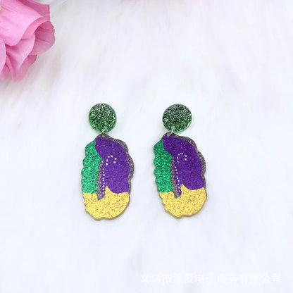 Cute Water Droplets Arylic Printing Women'S Drop Earrings 1 Pair