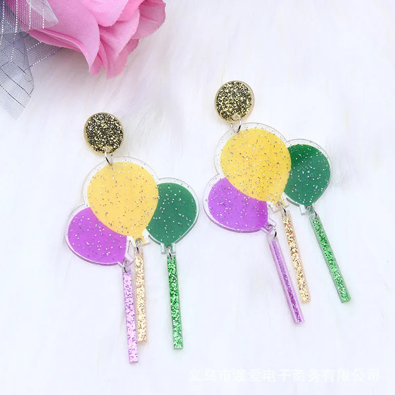 Cute Water Droplets Arylic Printing Women'S Drop Earrings 1 Pair