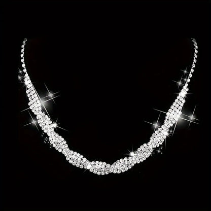 Cute Wedding Solid Color Alloy Plating Inlay Rhinestones Silver Plated Women'S Jewelry Set