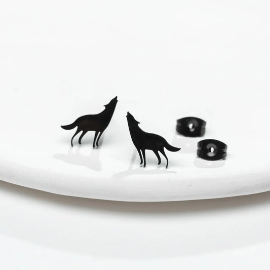 Cute Wolf Titanium Steel Ear Studs Plating No Inlaid Stainless Steel Earrings