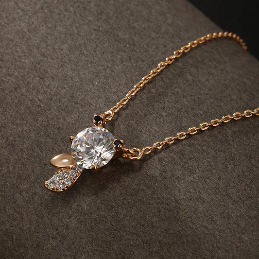 Cute XUPING Simple Style Fox Copper Alloy Irregular Artificial Gemstones 18K Gold Plated Women's Pendant Necklace