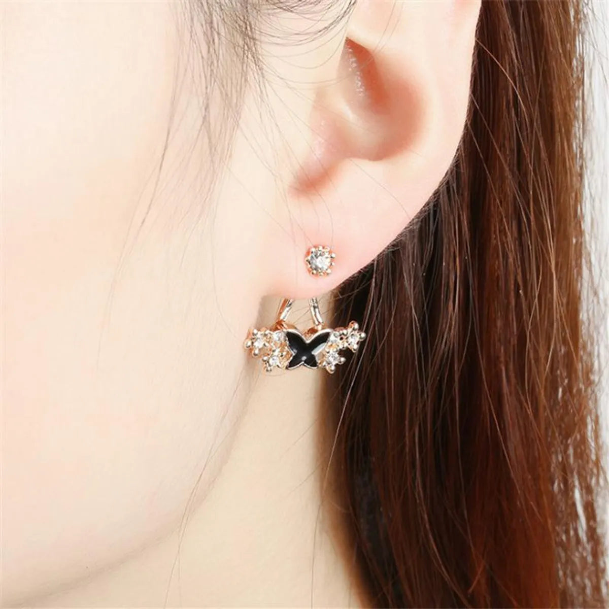 Geometric Plating Alloy Artificial Gemstones Earrings