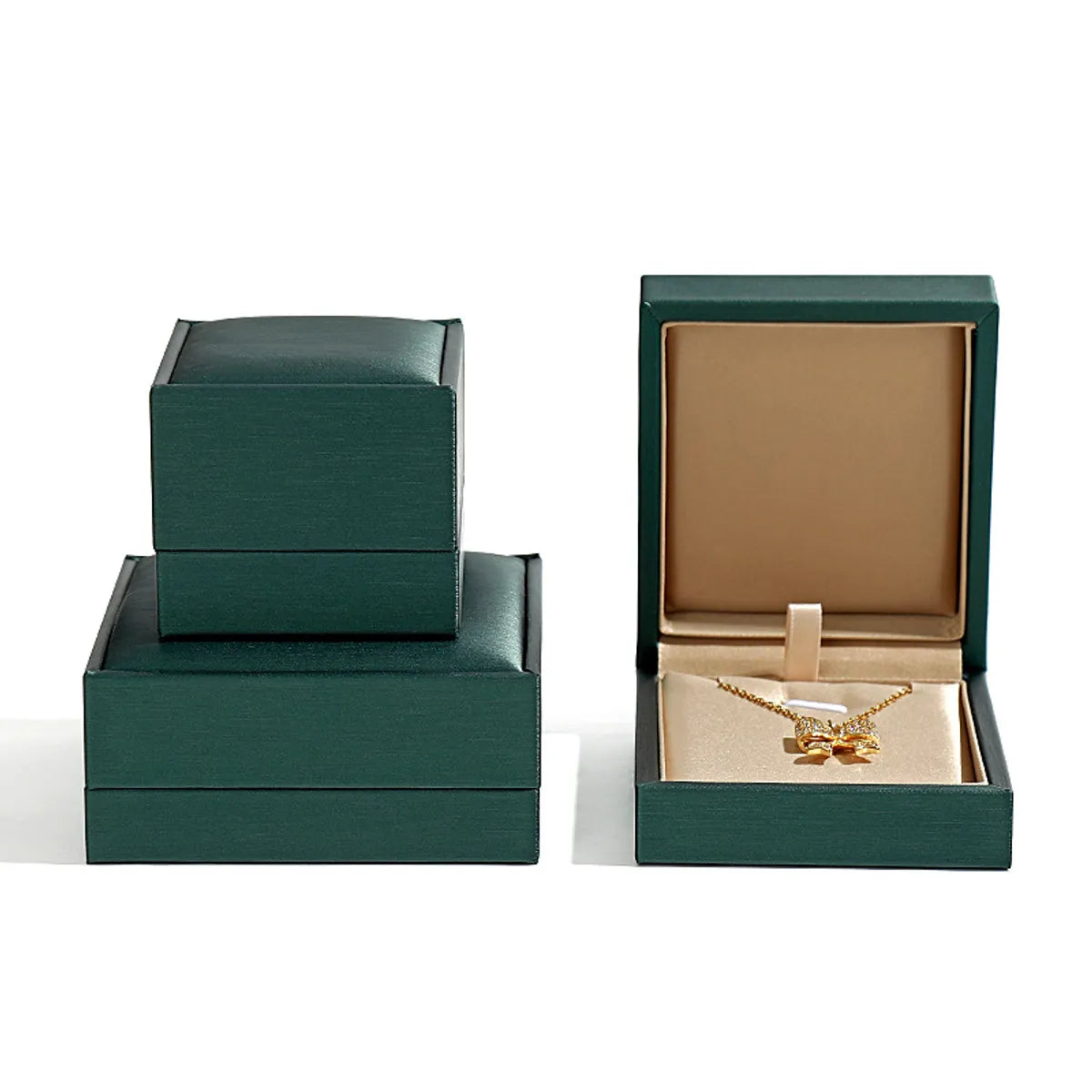 Dark Green Leather Jewelry Box Ring Stud Earrings Bracelet Box Necklace Display Jewelry Box Jewelry Storage Box Spot Wholesale