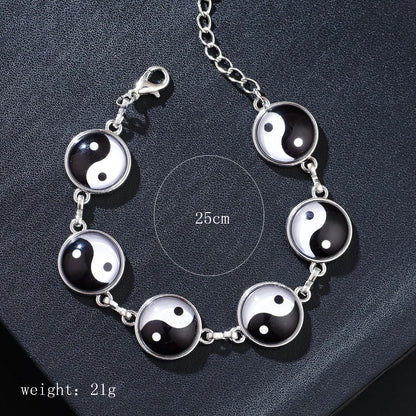 Dark Tai Chi Yin Yang Bagua Stainless Steel Bracelet Fashion Chain