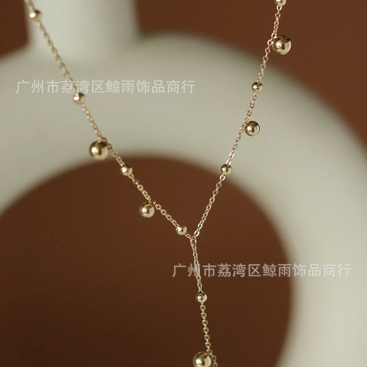 Design Y-shaped Tassel Long Chain Gold Beads Gold Ball Necklace Titanium Steel